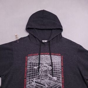 Hawk Casual Pullover Long Sleeve Hoodie Mens Size Medium M Gray